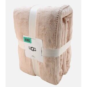 UGG Novah King Plush Blanket Himalayan Salt Micromink Reversible NWT 110x96